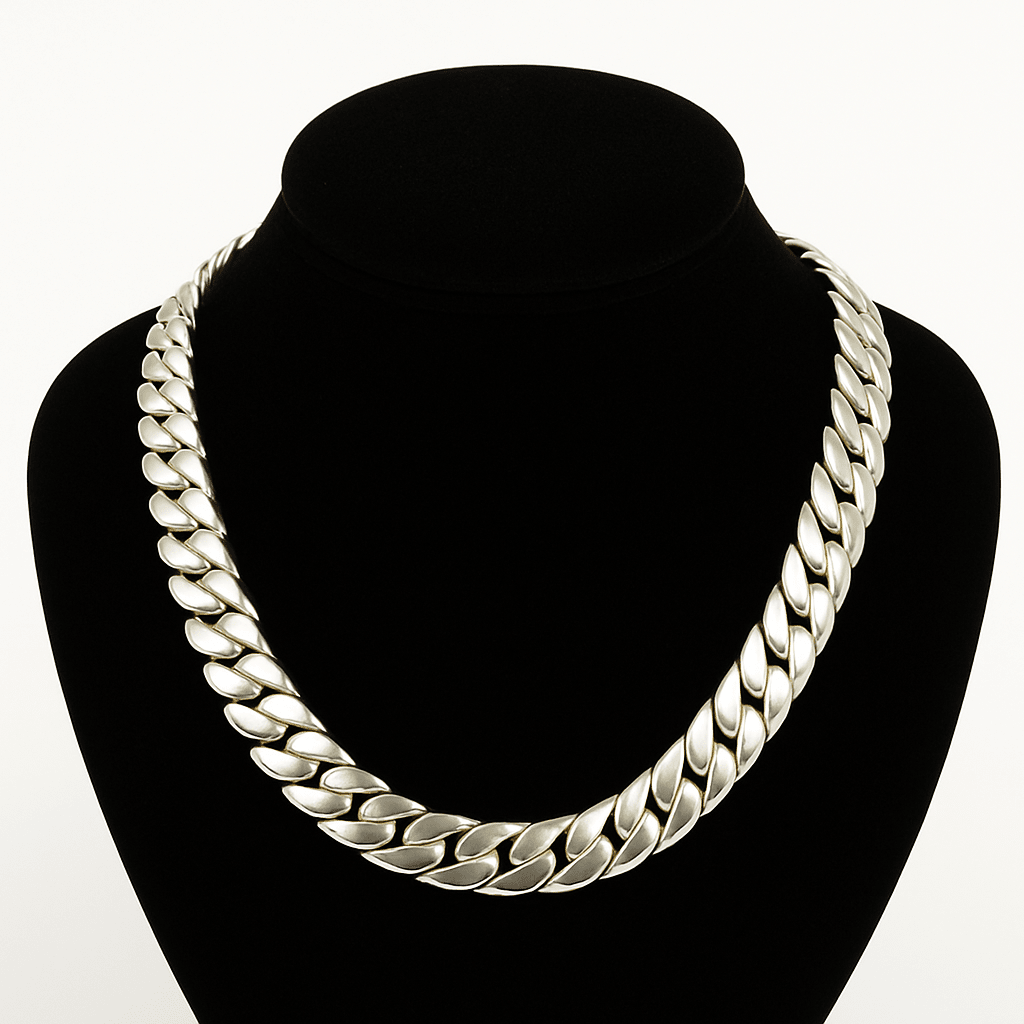 Cadena Cubana de Plata ley 999 260gr 13mm 50cm - nativosjewelry