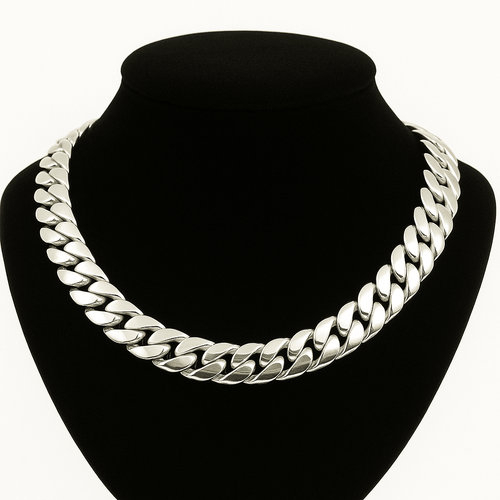 Cadena Cubana de Plata ley 999 260gr 13mm 50cm - nativosjewelry