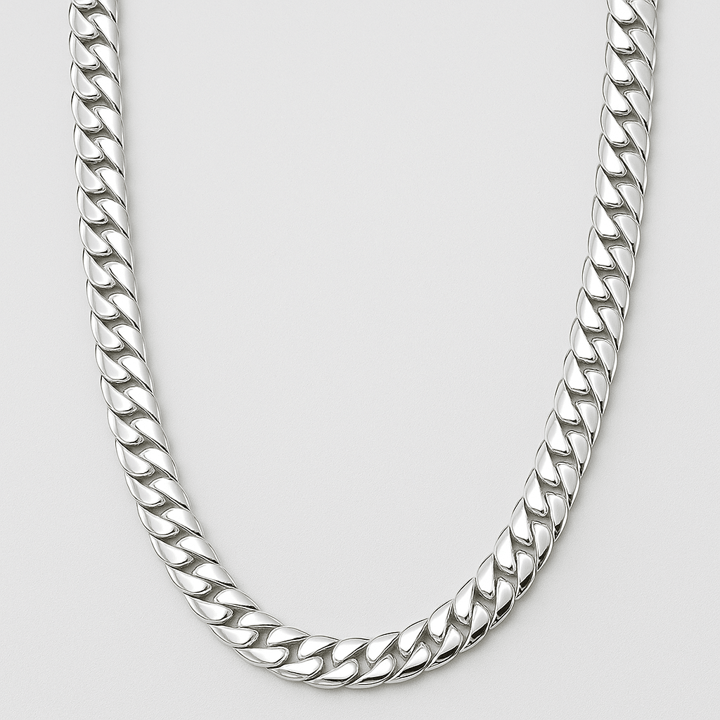 Cadena de Plata ley 950 Cubana 11mm 60cm - nativosjewelry