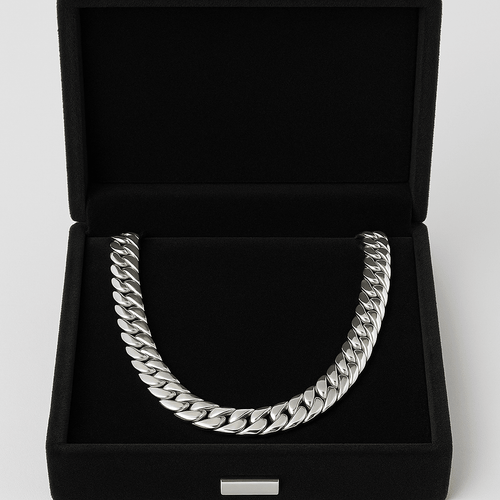 Cadena de Plata ley 950 Cubana 11mm 60cm - nativosjewelry