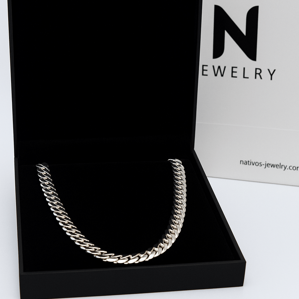 Cadena eslabones cubanos 9mm - Plata 999 - nativosjewelry