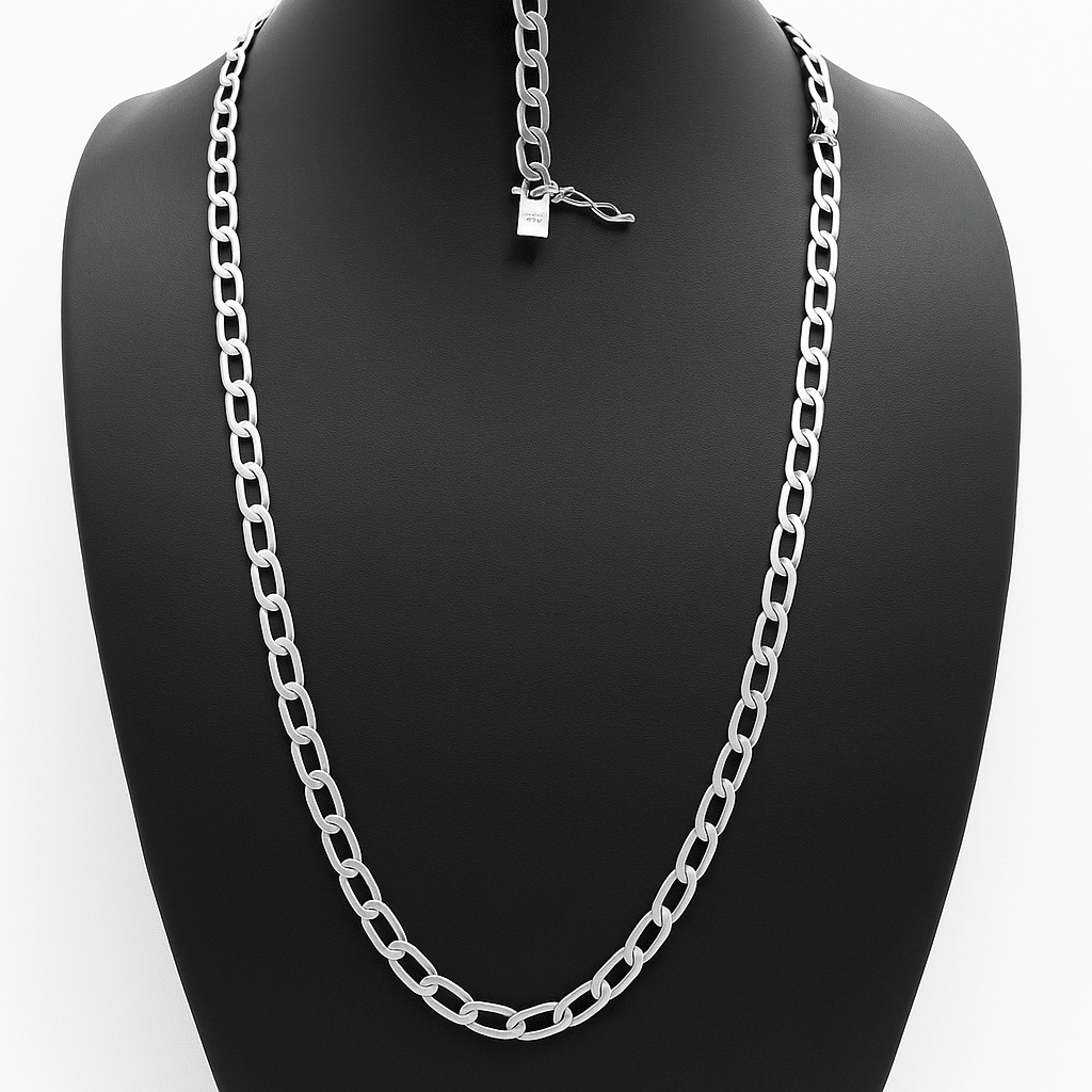 Cadena Hexagonal de Plata ley 950 5mm 60cm - nativosjewelry