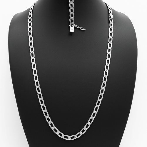 Cadena Hexagonal de Plata ley 950 5mm 60cm - nativosjewelry