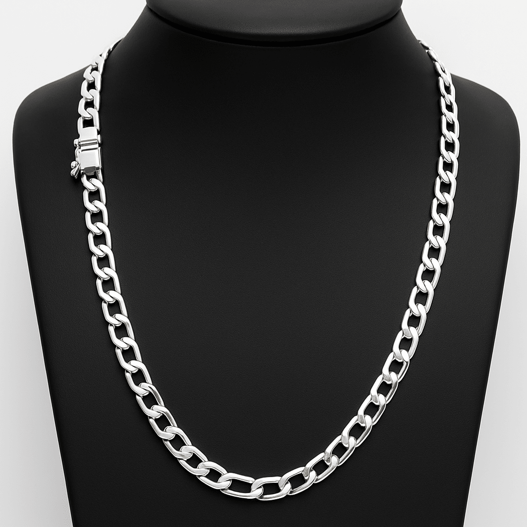 Cadena Hexagonal de Plata ley 950 5mm 60cm - nativosjewelry