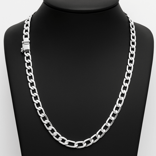 Cadena Hexagonal de Plata ley 950 5mm 60cm - nativosjewelry