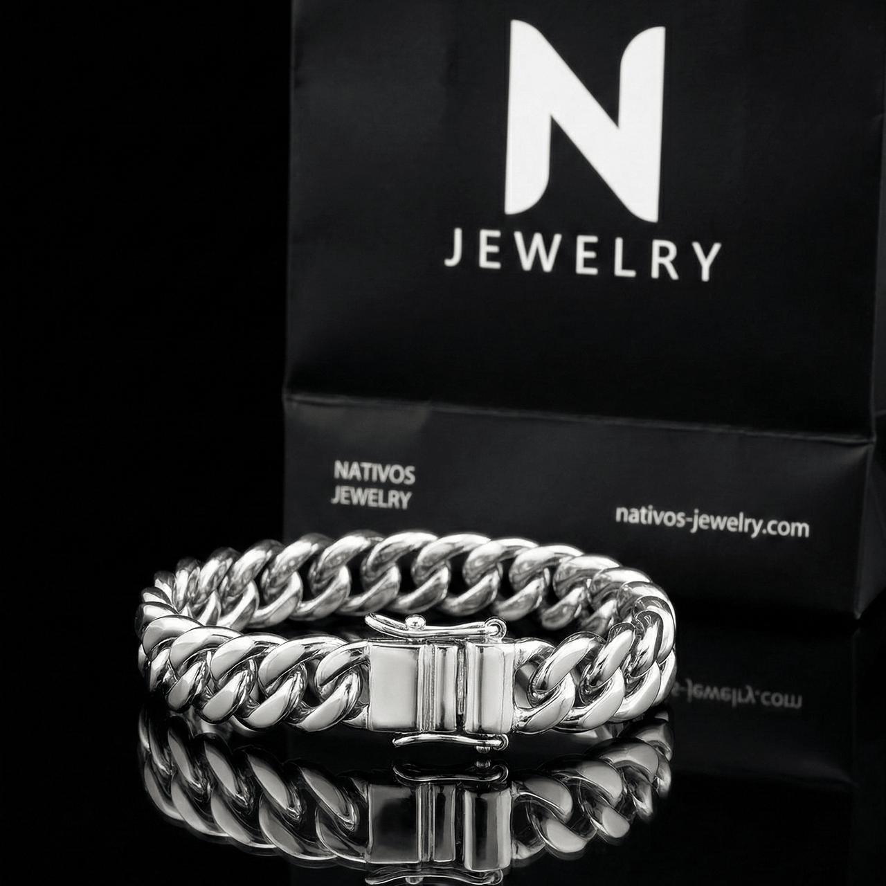 Clásica Impacto 10mm — Silver Bracelet 950 (22cm) - nativosjewelry