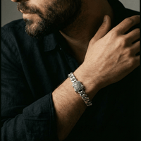 Thumbnail for Cuban Noir 7mm — Silver Cuban Bracelet 999 with Onyx (21cm) - nativosjewelry