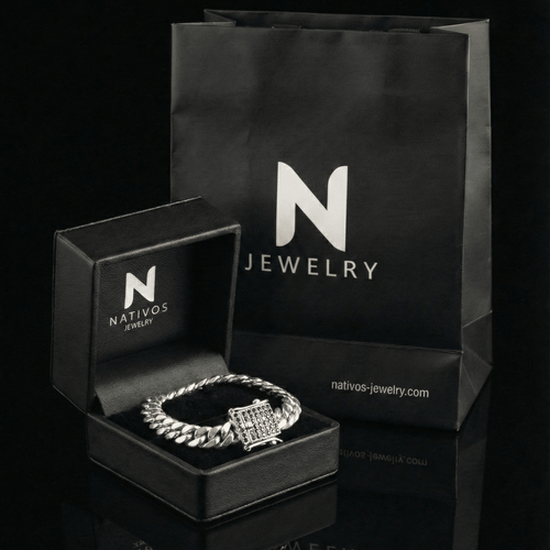 Cuban Noir 7mm — Silver Cuban Bracelet 999 with Onyx (21cm) - nativosjewelry