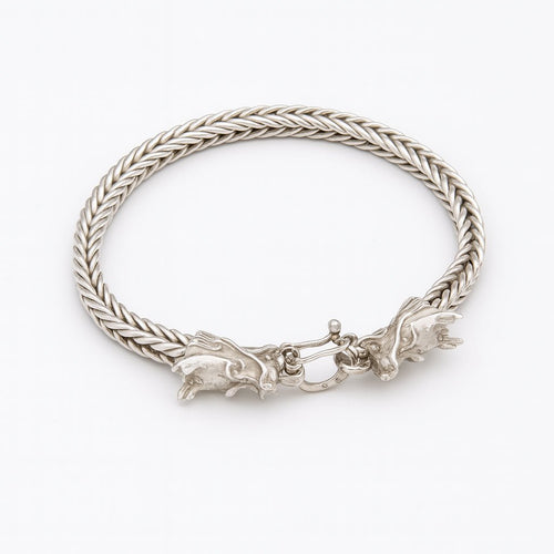Dragón Dual Poder 21cm — Silver Bracelet 950 - nativosjewelry
