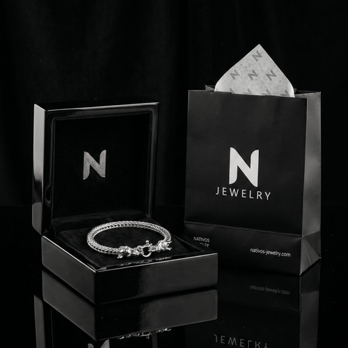 Dragón Dual Poder 21cm — Silver Bracelet 950 - nativosjewelry