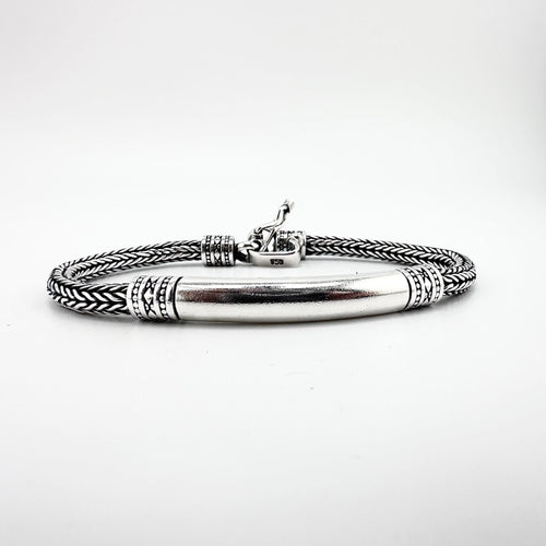 Espiga Oscura 3mm — Burnished Silver Bracelet 950 - nativosjewelry