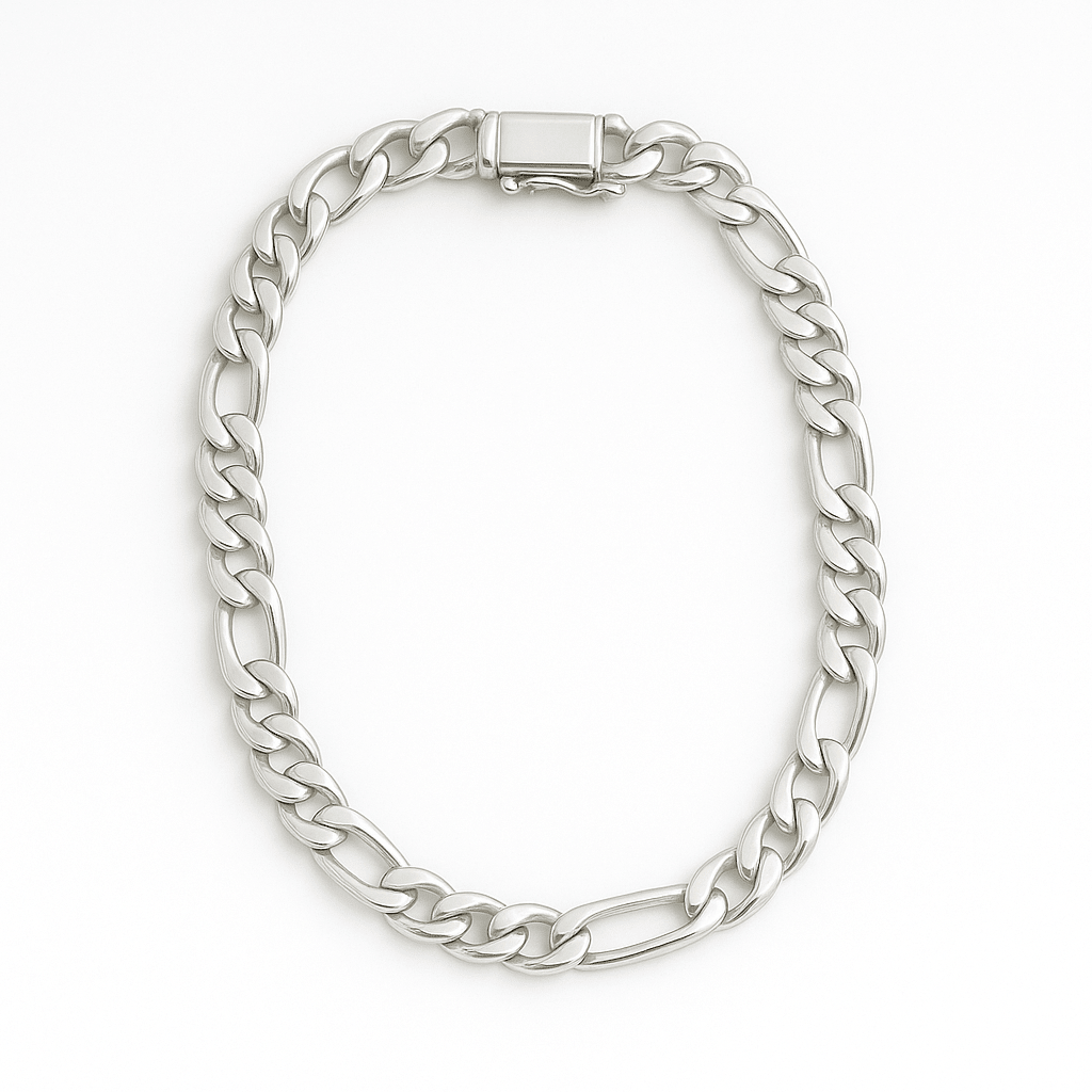 Fígaro Distinción 5mm — Silver Bracelet 950 - nativosjewelry