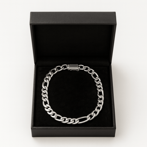 Fígaro Distinción 5mm — Silver Bracelet 950 - nativosjewelry