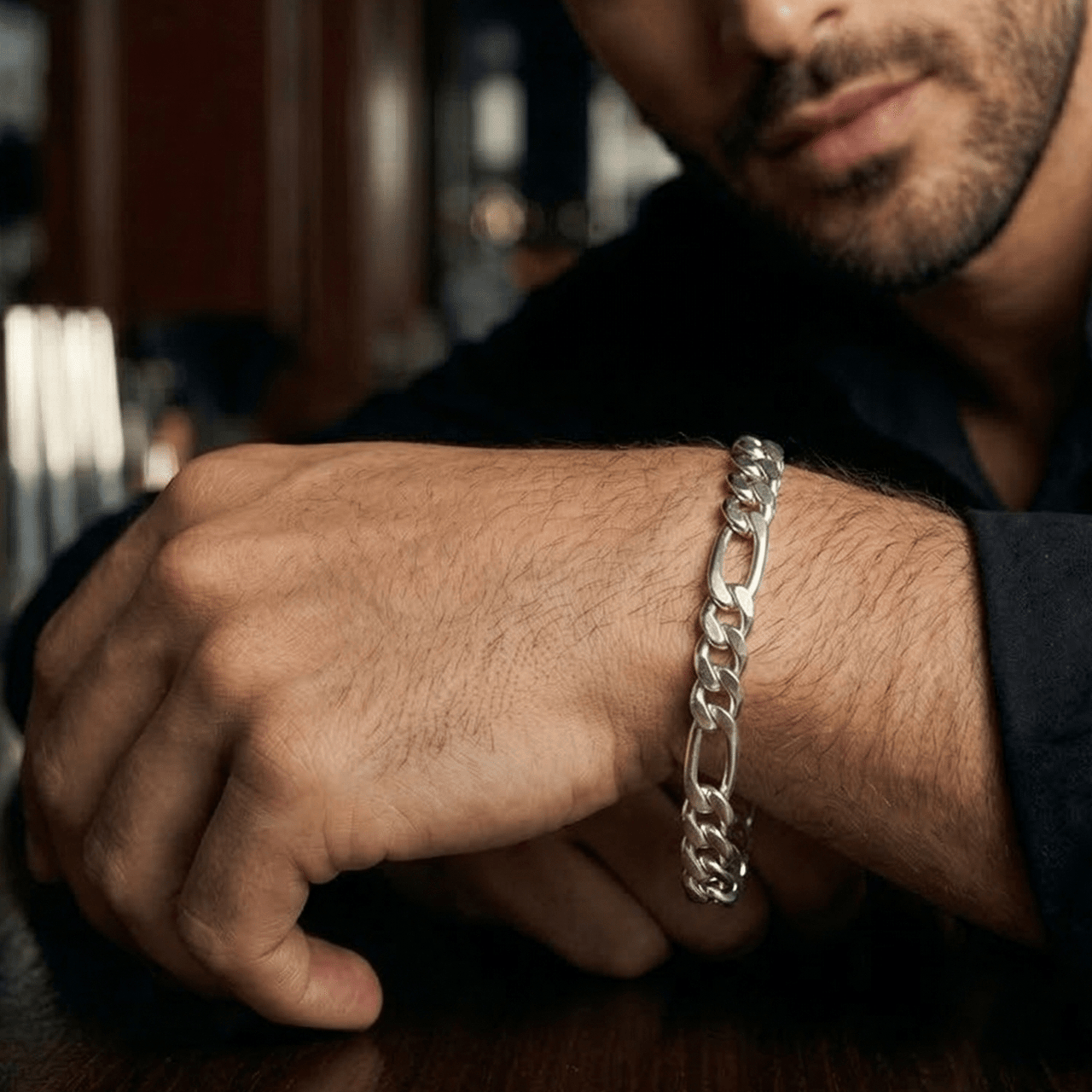 Fígaro Distinción 5mm — Silver Bracelet 950 - nativosjewelry