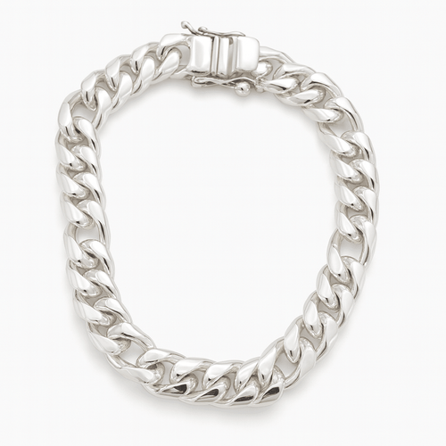 Fígaro Fortaleza 9mm — Silver Bracelet 950 (21cm) - nativosjewelry