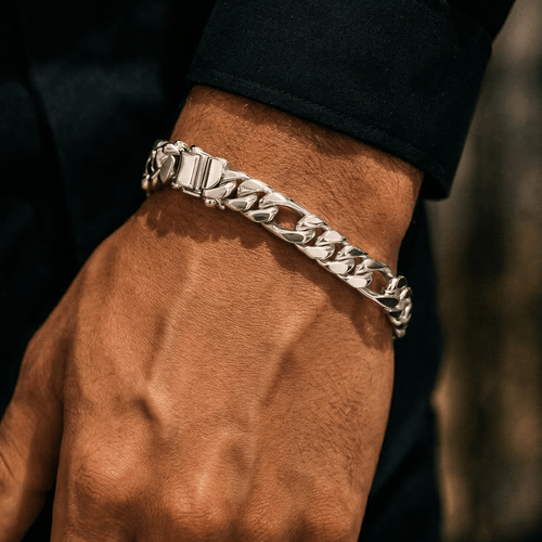 Fígaro Fortaleza 9mm — Silver Bracelet 950 (21cm) - nativosjewelry
