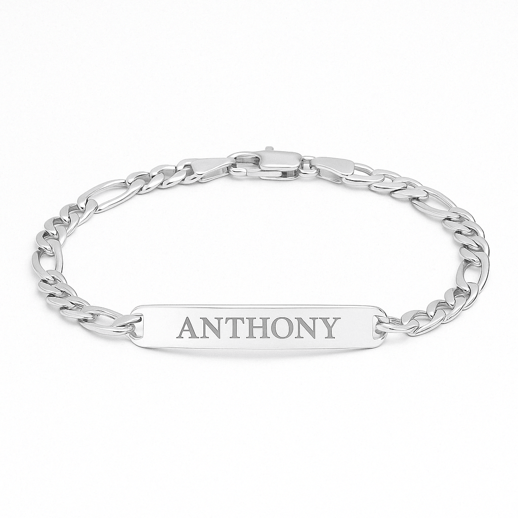 Fígaro Identidad 6mm — Silver ID Bracelet 950 - nativosjewelry