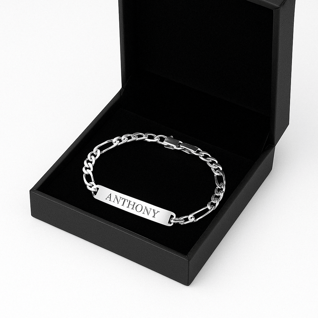 Fígaro Identidad 6mm — Silver ID Bracelet 950 - nativosjewelry