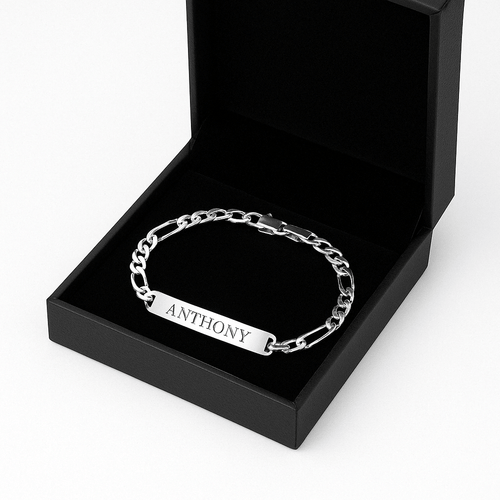 Fígaro Identidad 6mm — Silver ID Bracelet 950 - nativosjewelry