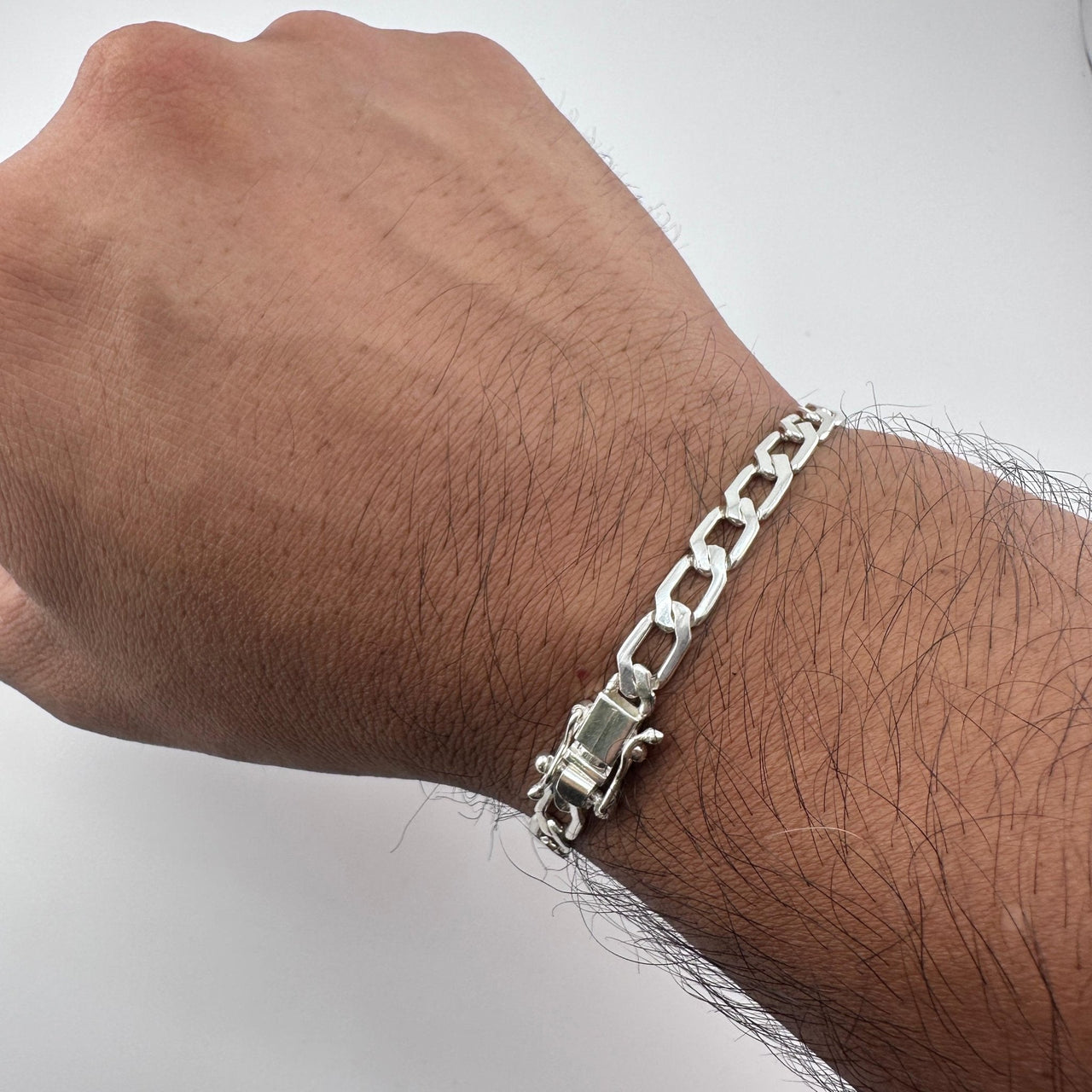 Hexagonal Precisión 5mm — Silver Bracelet 950 (21cm) - nativosjewelry