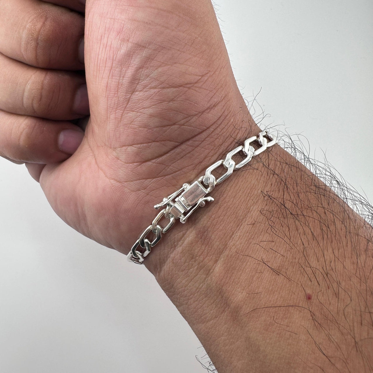 Hexagonal Precisión 5mm — Silver Bracelet 950 (21cm) - nativosjewelry