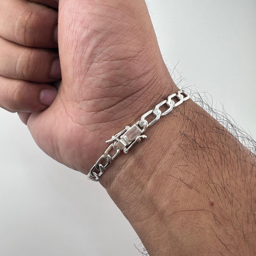 Hexagonal Precisión 5mm — Silver Bracelet 950 (21cm) - nativosjewelry