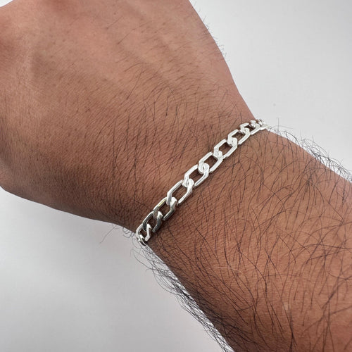 Hexagonal Precisión 5mm — Silver Bracelet 950 (21cm) - nativosjewelry