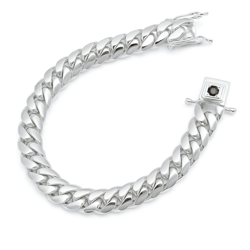 Miami Classic 10mm — Ónix Silver Cuban Bracelet 999 (21cm) - nativosjewelry