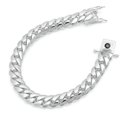 Miami Classic 10mm — Ónix Silver Cuban Bracelet 999 (21cm) - nativosjewelry