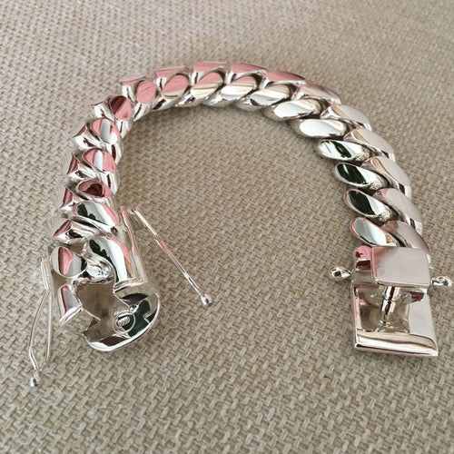 Miami Dominio 17mm — Silver Cuban Bracelet 950 (22cm / 8”) - nativosjewelry