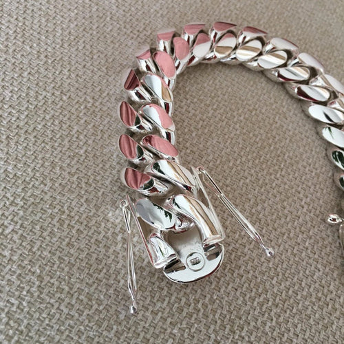 Miami Dominio 17mm — Silver Cuban Bracelet 950 (22cm / 8”) - nativosjewelry