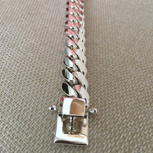 Miami Dominio 17mm — Silver Cuban Bracelet 950 (22cm / 8”) - nativosjewelry