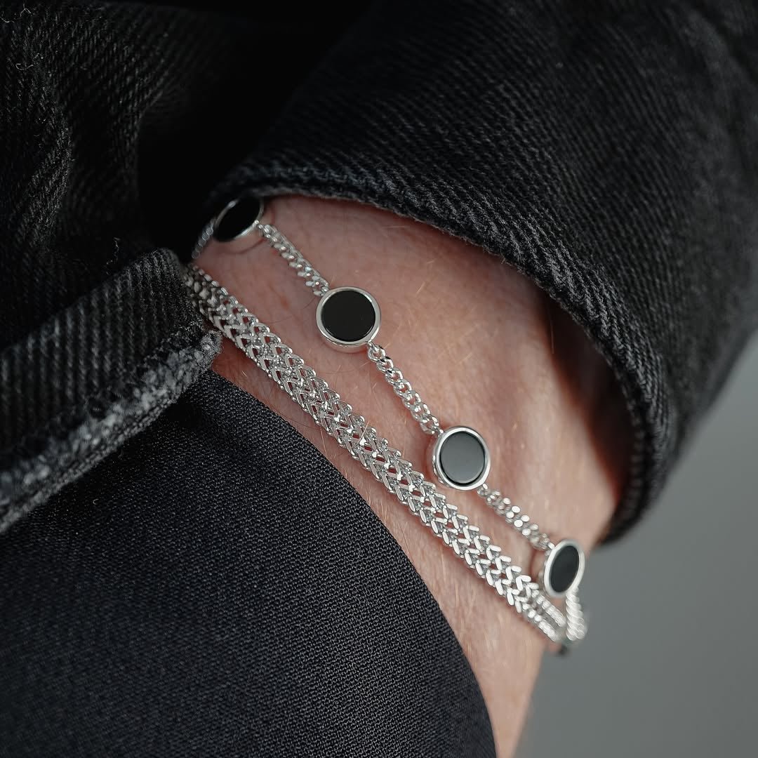 Ónix Balance — Onyx & Silver Bracelet 950 - nativosjewelry