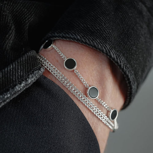 Ónix Balance — Onyx & Silver Bracelet 950 - nativosjewelry