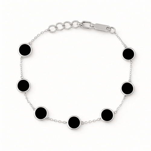 Ónix Balance — Onyx & Silver Bracelet 950 - nativosjewelry