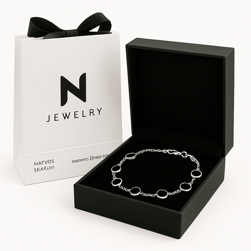 Ónix Balance — Onyx & Silver Bracelet 950 - nativosjewelry