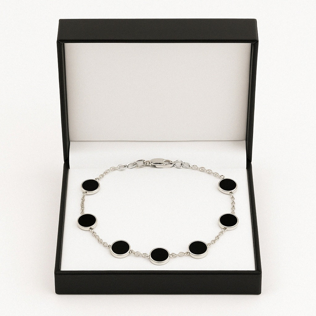 Ónix Balance — Onyx & Silver Bracelet 950 - nativosjewelry