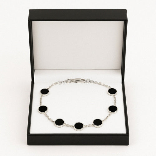 Ónix Balance — Onyx & Silver Bracelet 950 - nativosjewelry