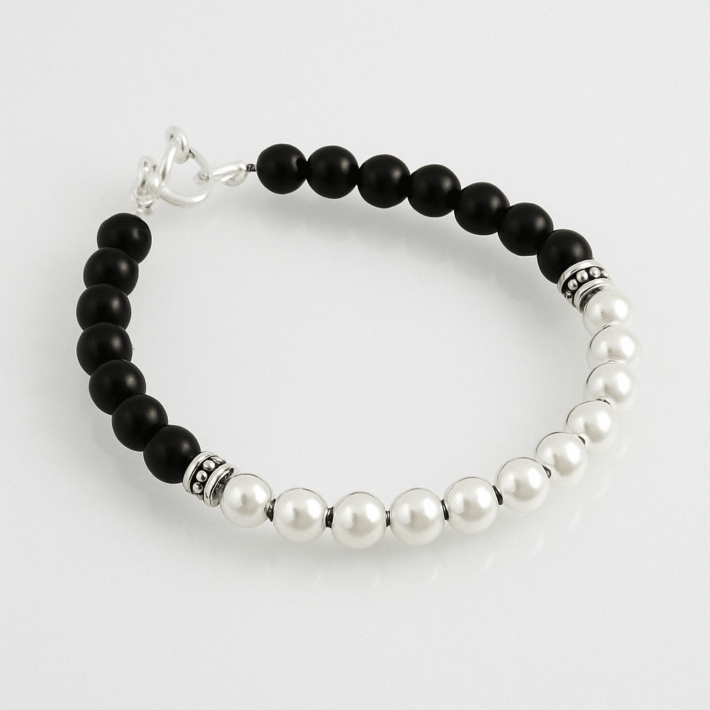 Ónix Fortaleza — Onyx Beaded Bracelet with Silver 950 - nativosjewelry