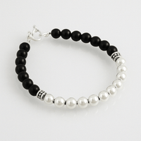 Thumbnail for Ónix Fortaleza — Onyx Beaded Bracelet with Silver 950 - nativosjewelry