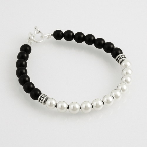Ónix Fortaleza — Onyx Beaded Bracelet with Silver 950 - nativosjewelry