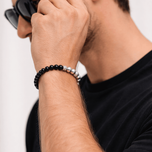 Ónix Fortaleza — Onyx Beaded Bracelet with Silver 950 - nativosjewelry