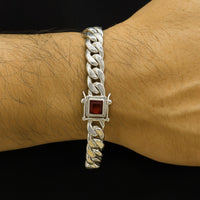 Thumbnail for Set Cuban Dominio Rubí 12mm — Silver Chain & Bracelet 999 - nativosjewelry