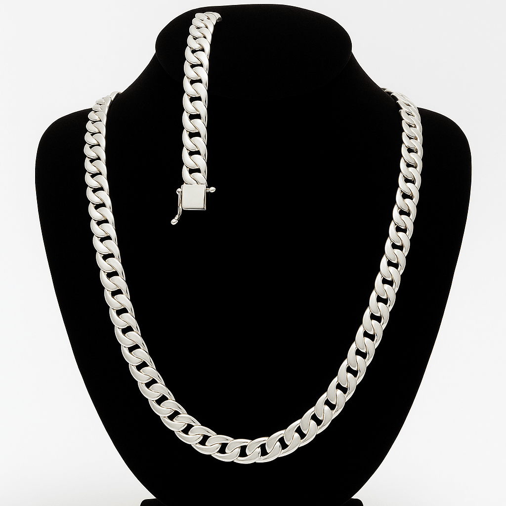 Set Lomo de Corvina 10 mm — Cadena y Pulsera Plata 950 - nativosjewelry