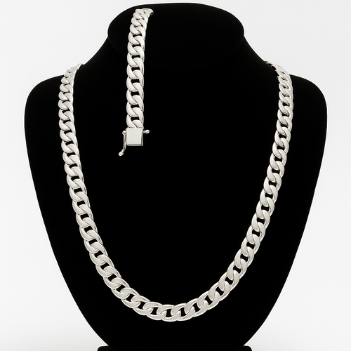 Set Lomo de Corvina 10 mm — Cadena y Pulsera Plata 950 - nativosjewelry