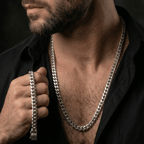 Set Lomo de Corvina 10 mm — Cadena y Pulsera Plata 950 - nativosjewelry
