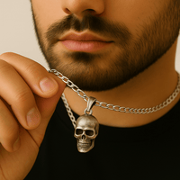 Thumbnail for Collar Skull de Plata ley 950 - nativosjewelry