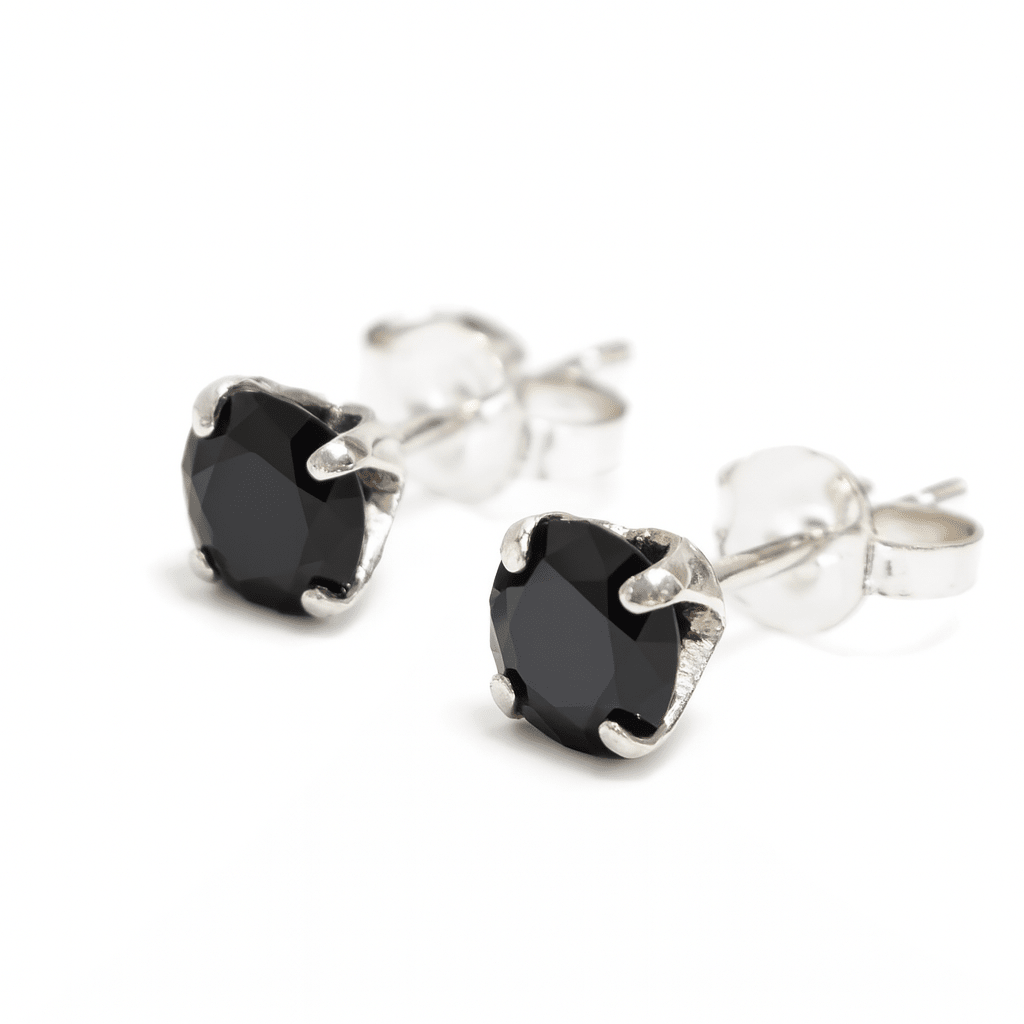 Aretes con circón de cristal negro - nativosjewelry