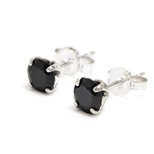 Aretes con circón de cristal negro - nativosjewelry