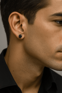 Thumbnail for Aretes con circón de cristal negro - nativosjewelry